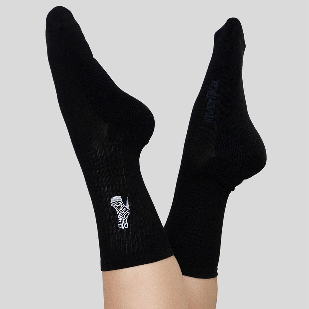 Calze sportive donna cotone ricamo pole dancer allenamento tempo libero Nero 2/5