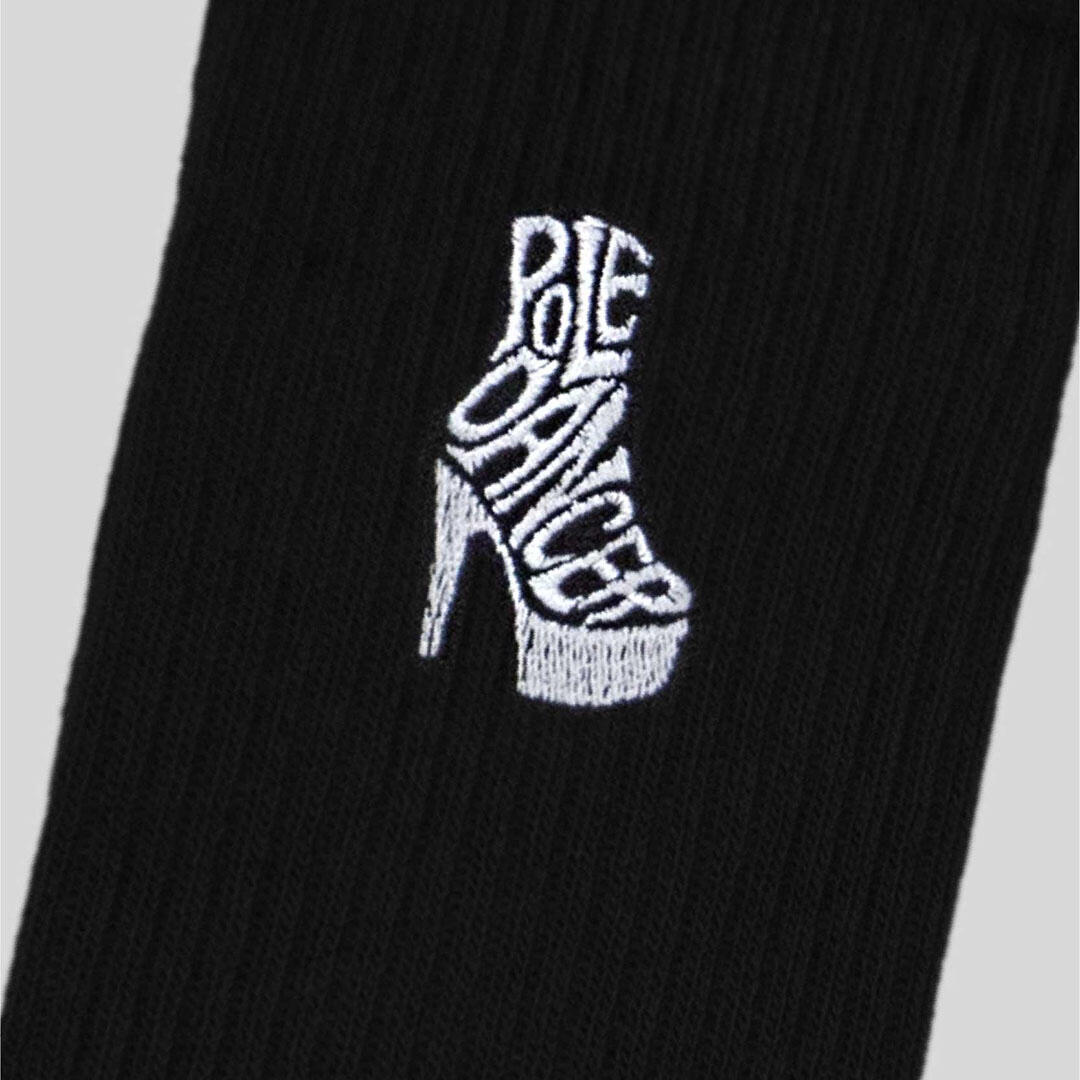 Calze sportive donna cotone ricamo pole dancer allenamento tempo libero Nero 4/5