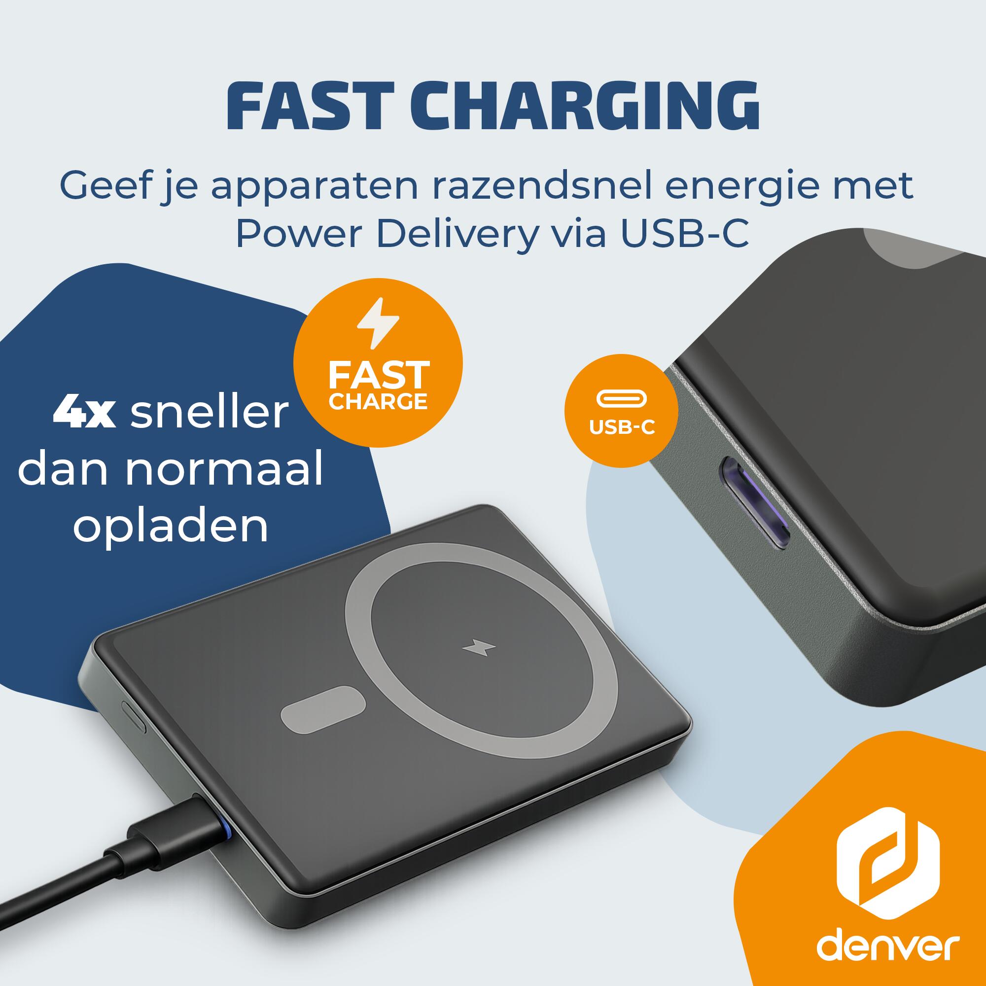 Powerbank - 10 000mAh - Magsafe iPhone 12-17 - 1x USB-C - PQCW10010 4/7