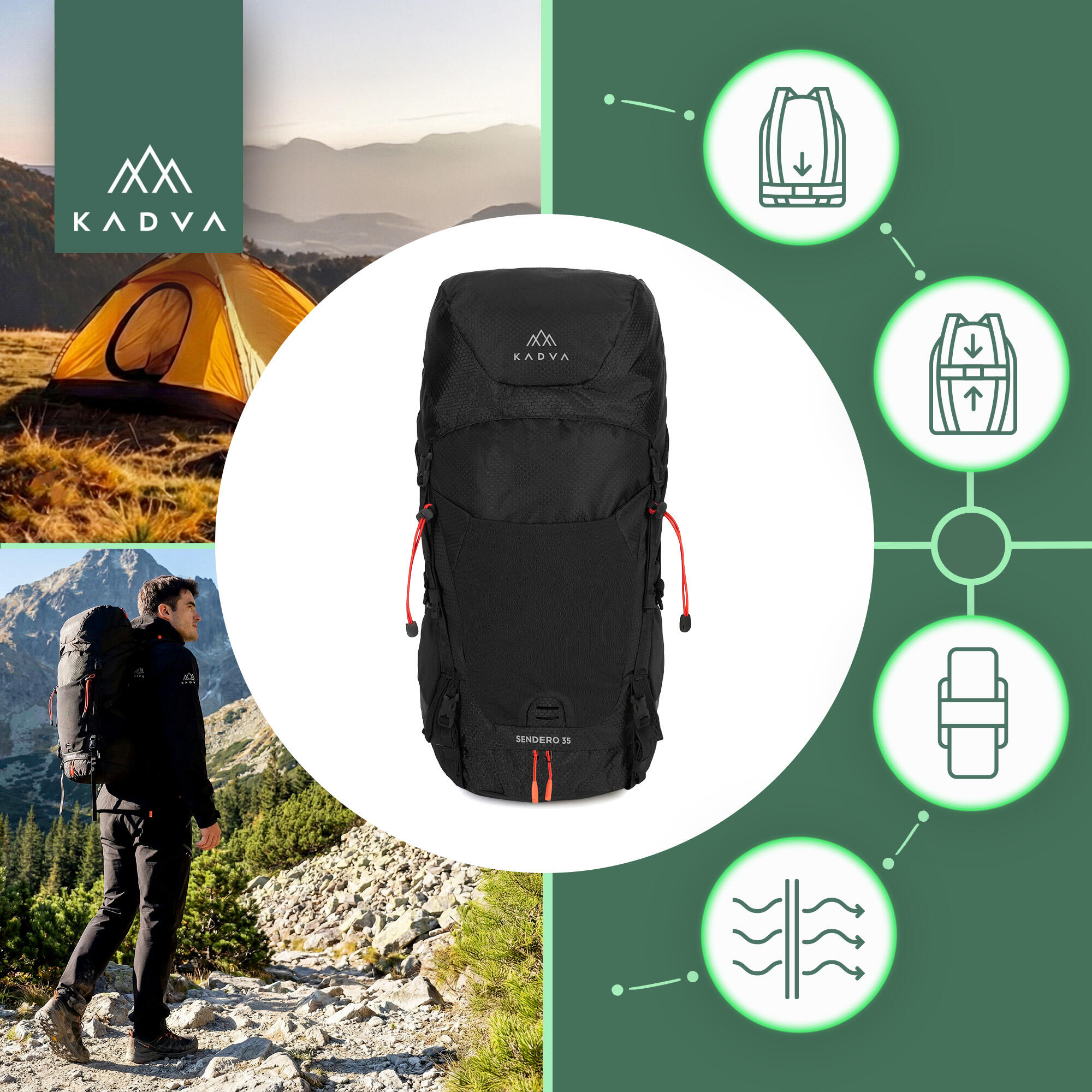 Mochila de trekking KADVA Sendero 35 l 3/7