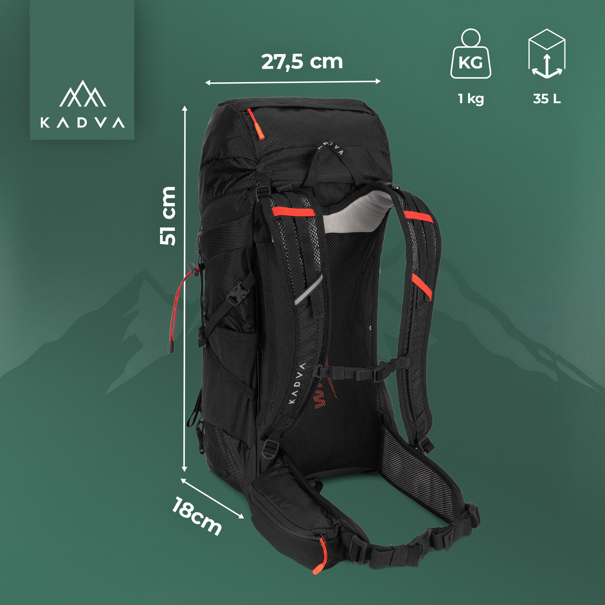 Mochila de trekking KADVA Sendero 35 l 2/7