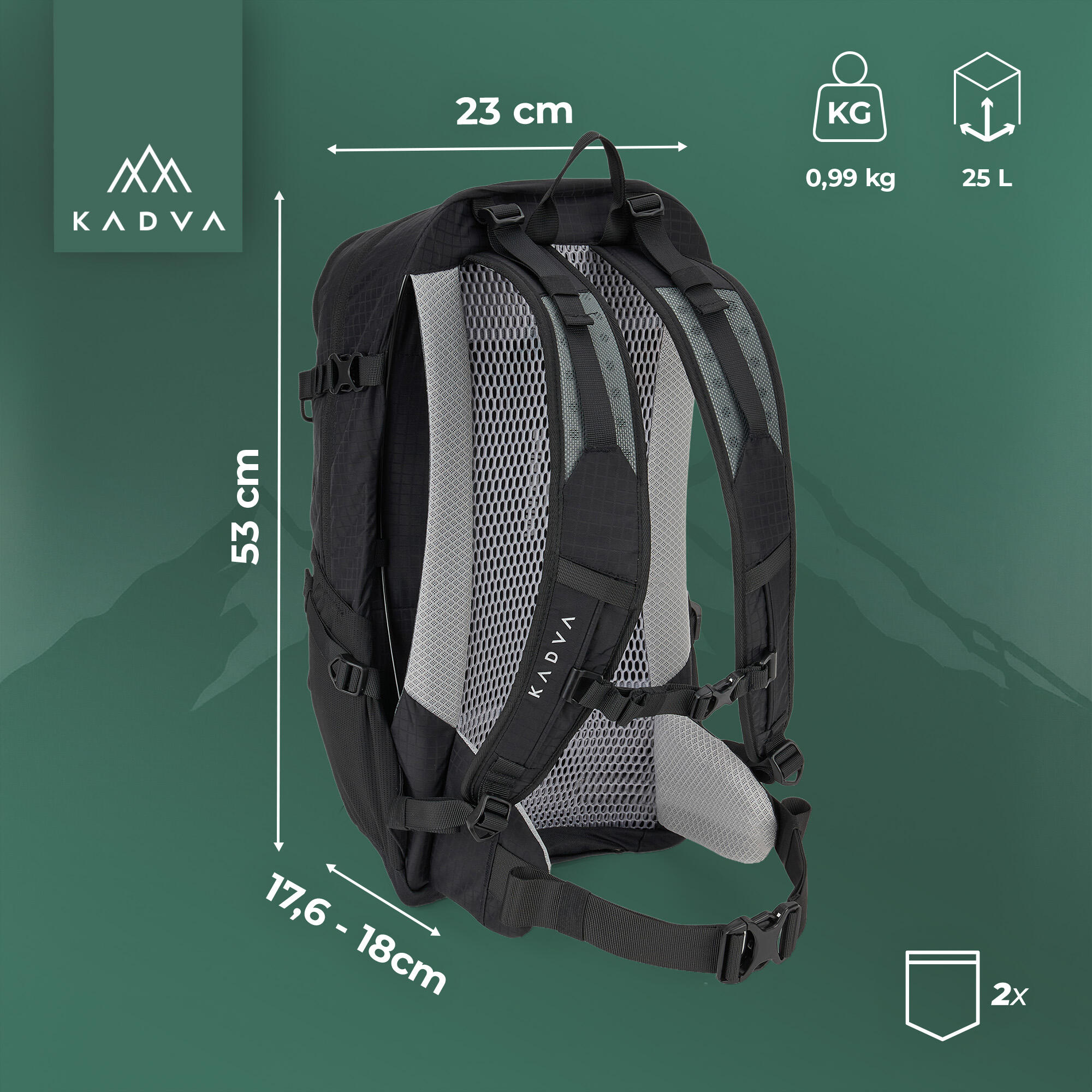 Touristenrucksack KADVA Okole 25 l schwarz 25 l 2/6