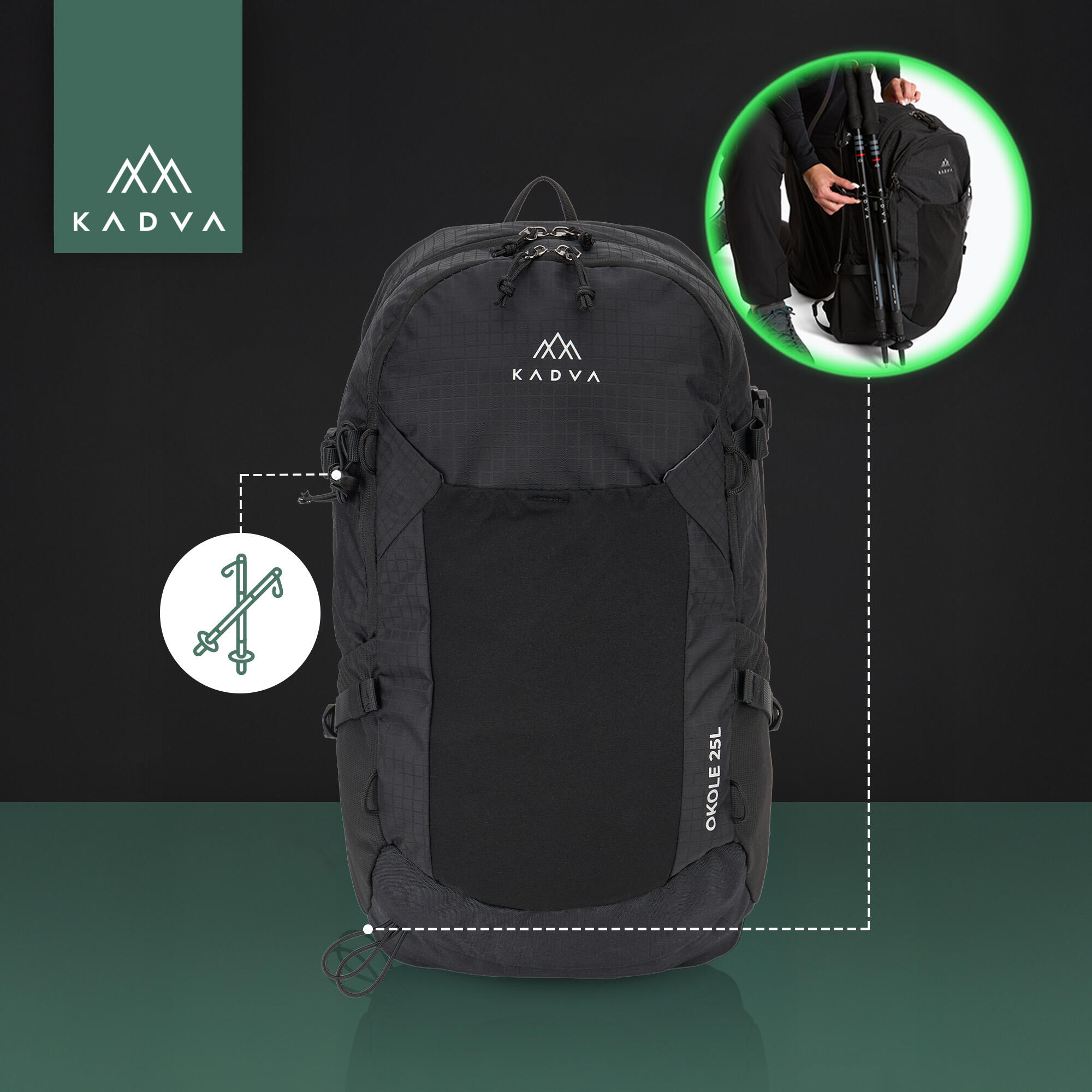 Touristenrucksack KADVA Okole 25 l schwarz 25 l 5/6