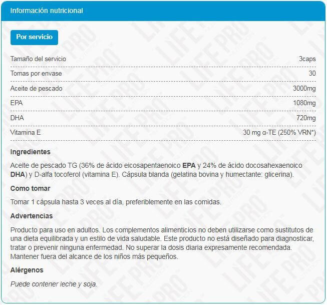 Omega 3 pro 3-tg 36/24 ifos - 90 softgels de LifePRO 5/6