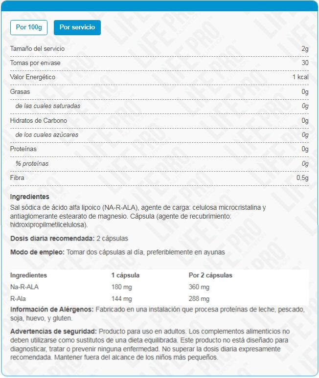 probióticos Life Pro Essentials NA-R-ALA 60 caps. 4/4