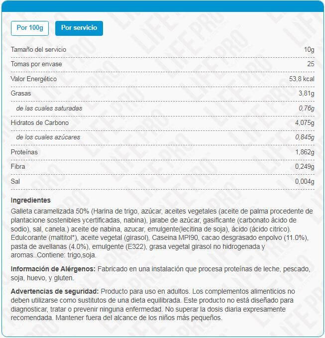 Natillas energéticas Life Pro Fit Food Protein Cream Dark Chocolate 250g. 6/6