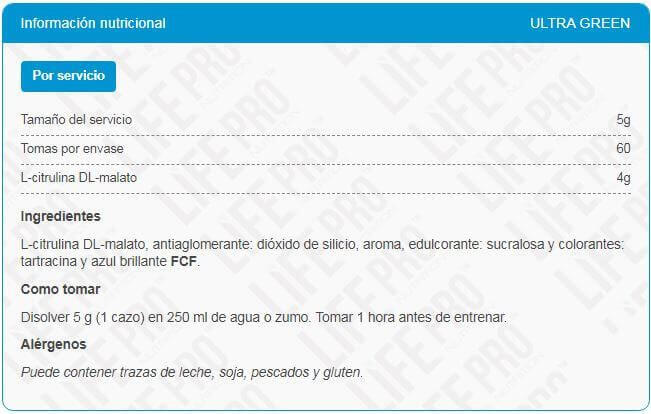 L-citrulina Life Pro Citruline Malato 300g Mejora fuerza y Resistencia 4/5