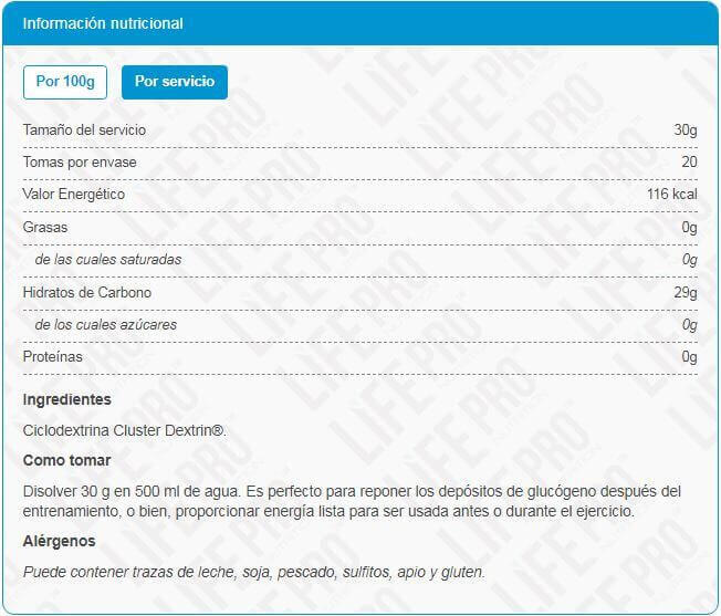 LIFE PRO ENDURANCE CLUSTER DEXTRIN 600G NEUTRO 4/4