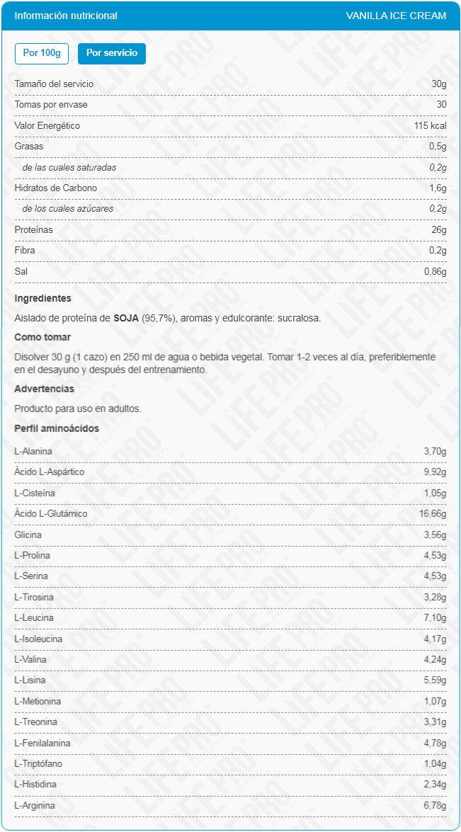 LIFE PRO ISOLATE VEGAN CREAMY 1KG - Aislado de Proteína Vegetal Cremosa 4/5