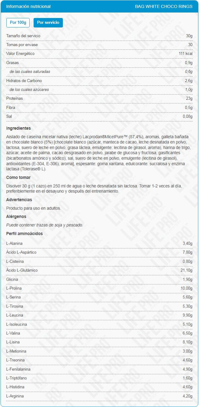 Iso micellar casein - 900g Chocolat blanc avec Choco Rings de LifePRO 2/3