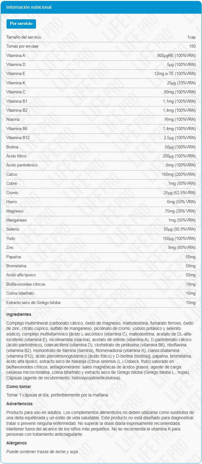 Tägliche Vitamine - 180 vegane LifePRO-Kapseln 5/6
