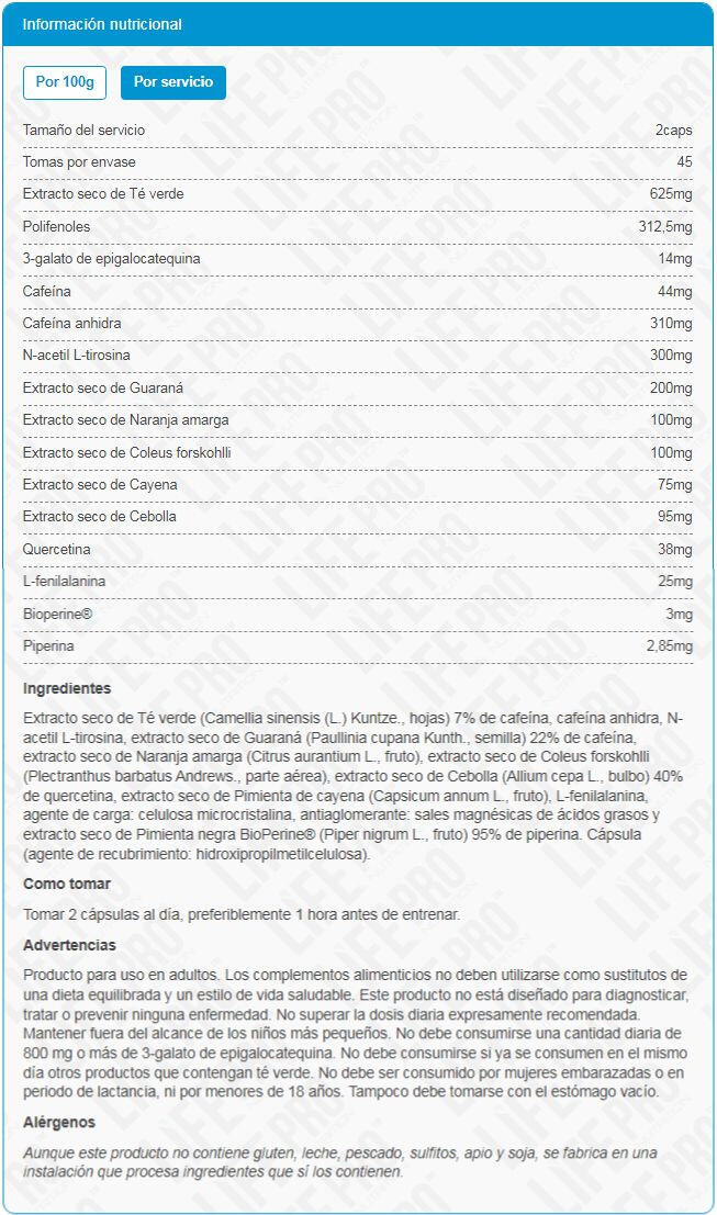 Quema grasas Life Pro Thermo 10 90 CAPS 5/6