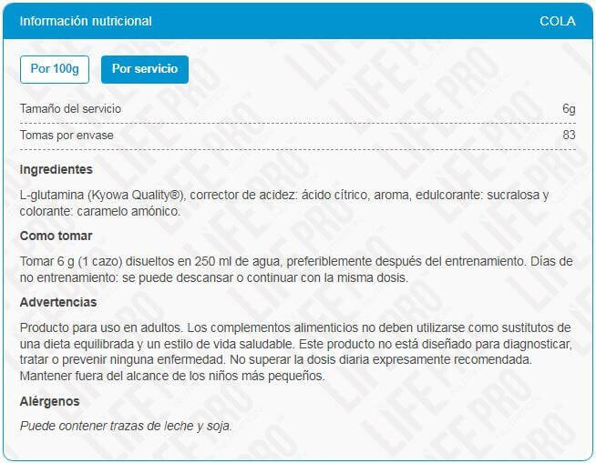 LifePRO Glutamine poskytuje vysoce čistý L-glutamin, ideální aminokyselinu pro p 5/6