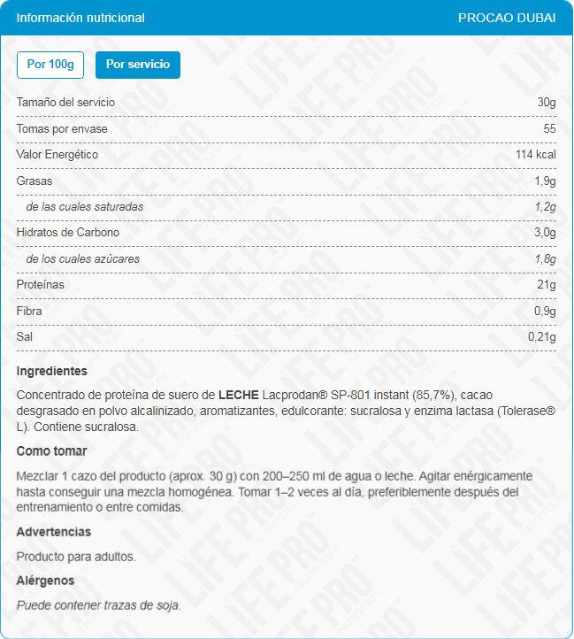 Whey protein procao - 2kg Procao Dubai de LifePRO 4/5
