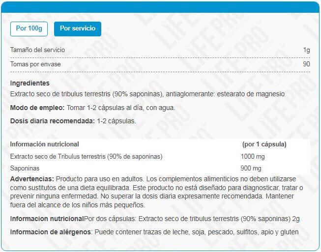 Tribulus+ZMA - 100 Capsule vegane LifePRO 5/6
