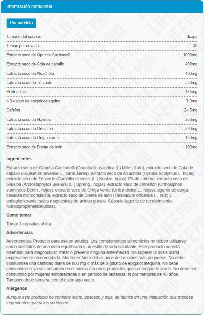 LIFE PRO ESSENTIALS DIURETIC PRO 90 VEGANCAPS - Drenaje y Definición 4/5