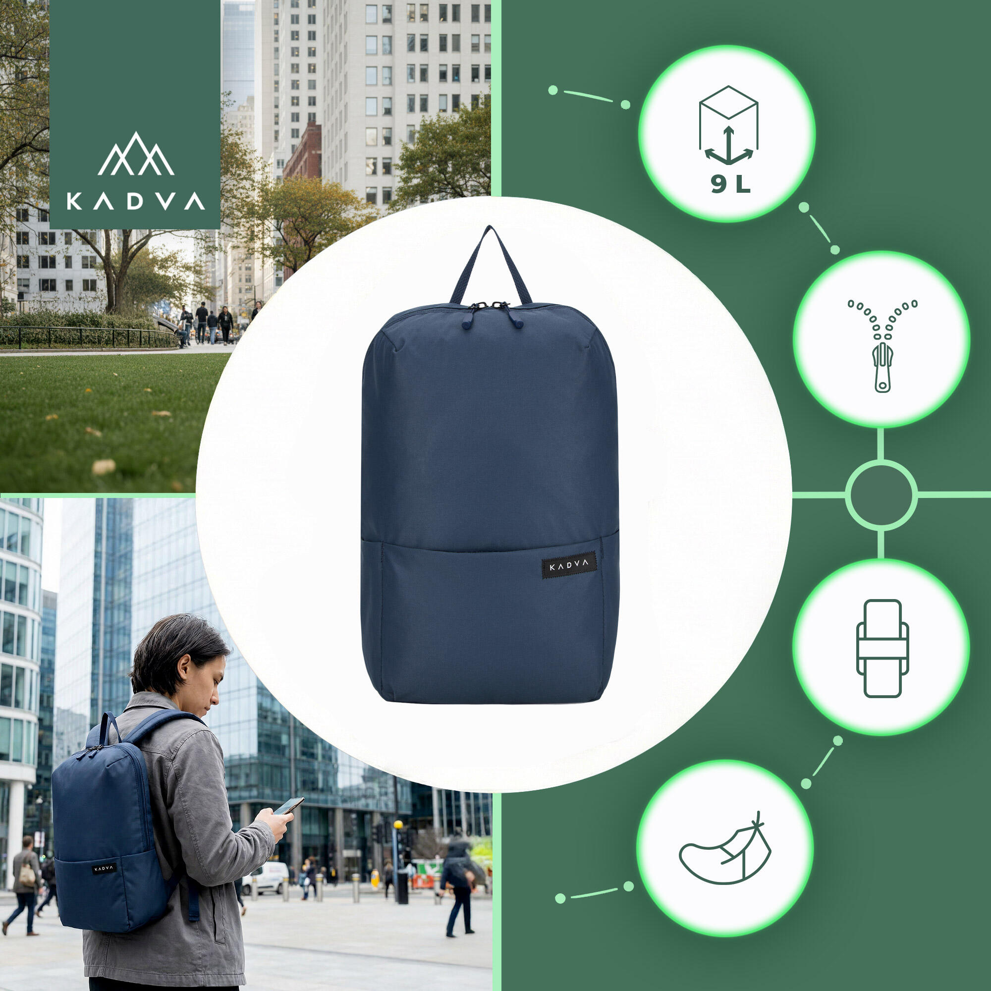 Zaino urbano KADVA CityQuest 9 l 6/7