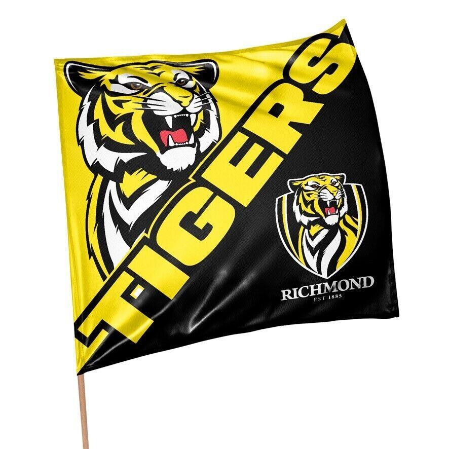 AFL Square Flag - Richmond Tigers - Supporter Flag With Pole - 70 x 70cm