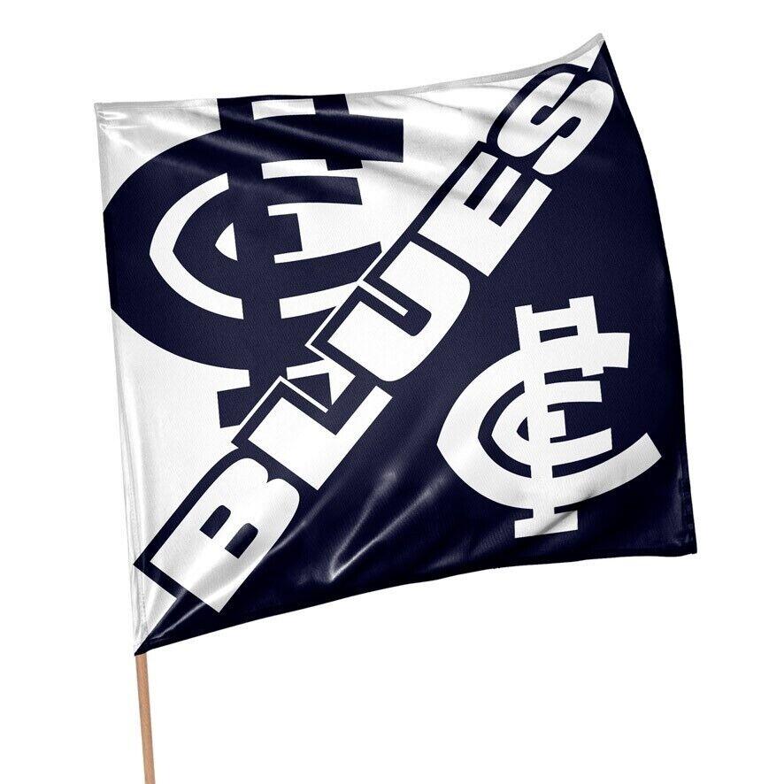 AFL Square Flag - Carlton Blues - Supporter Flag With Pole - 70 x 70cm