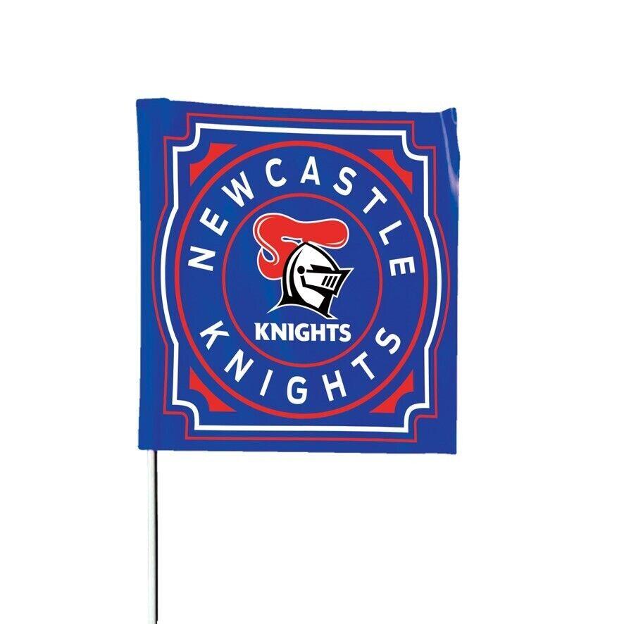 NRL Square Flag - Newcastle Knights - Supporter Flag With Pole - 70 x 70cm