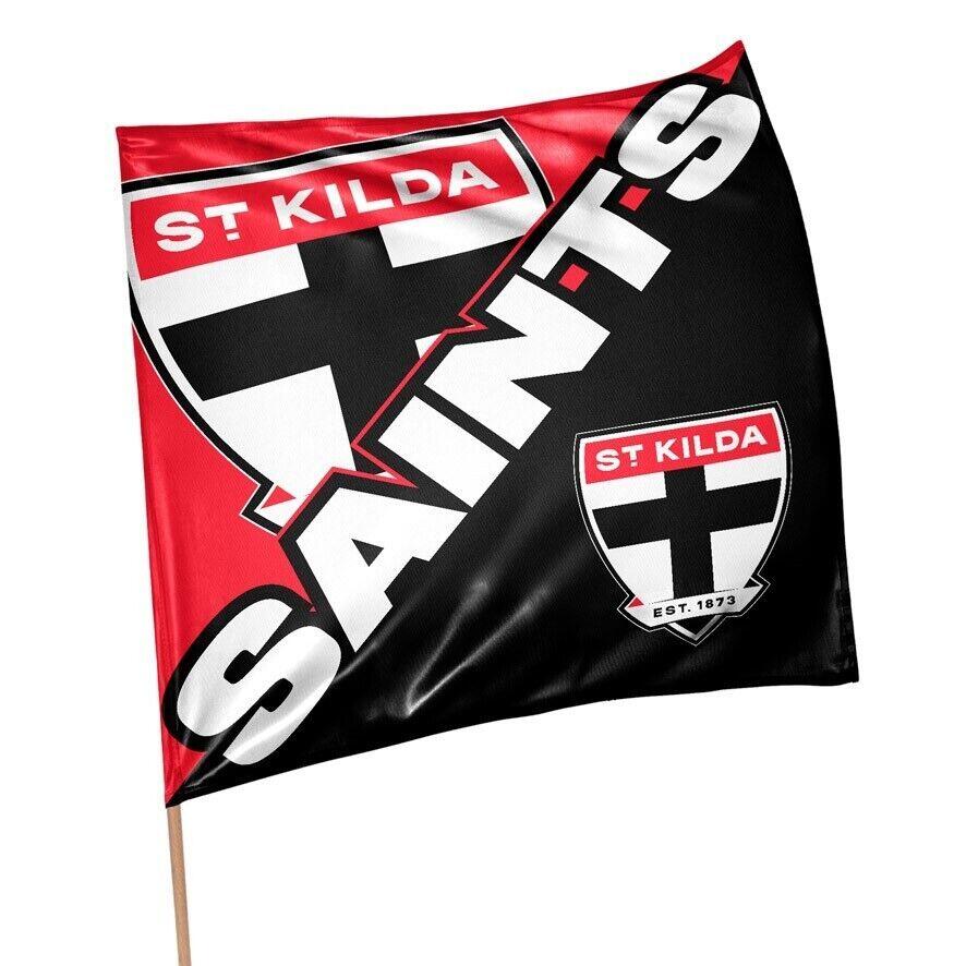 AFL Square Flag - St Kilda Saints - Supporter Flag With Pole - 70 x 70cm