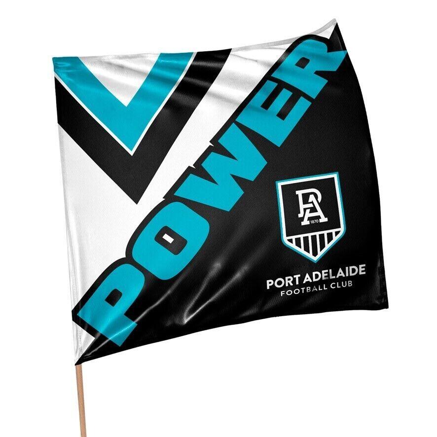AFL Square Flag - Port Adelaide Power - Supporter Flag With Pole - 70 x 70cm