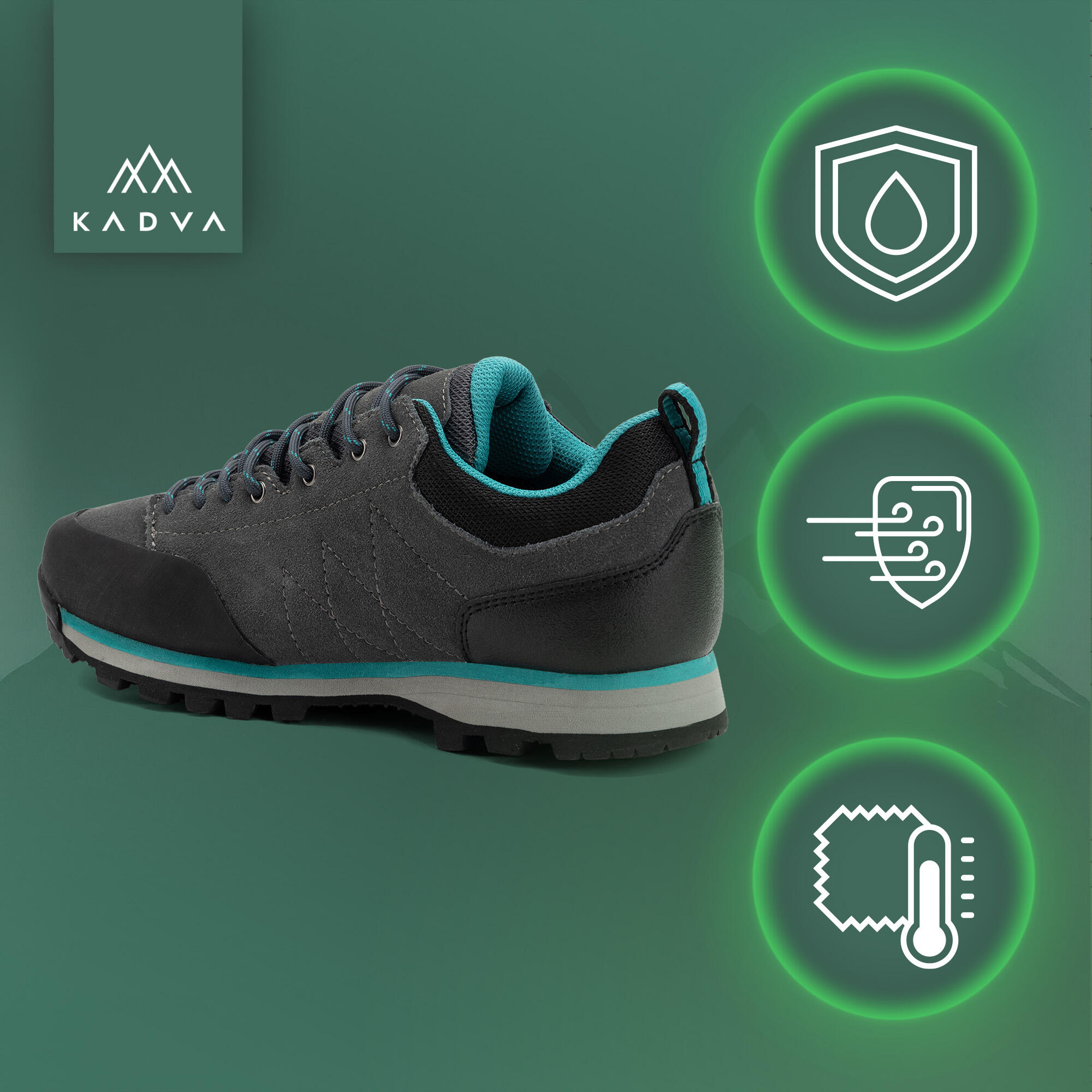 Botas de trekking femininas KADVA Stride Low à prova d'água 3/6