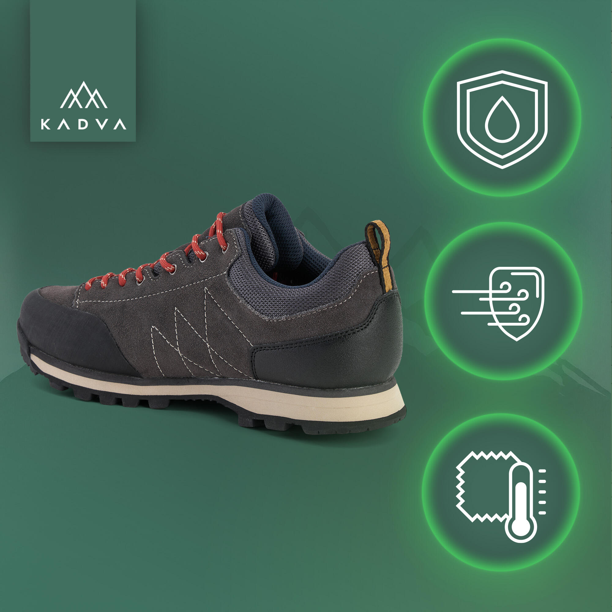 Botas de trekking masculinas KADVA Stride Low à prova d'água 3/6