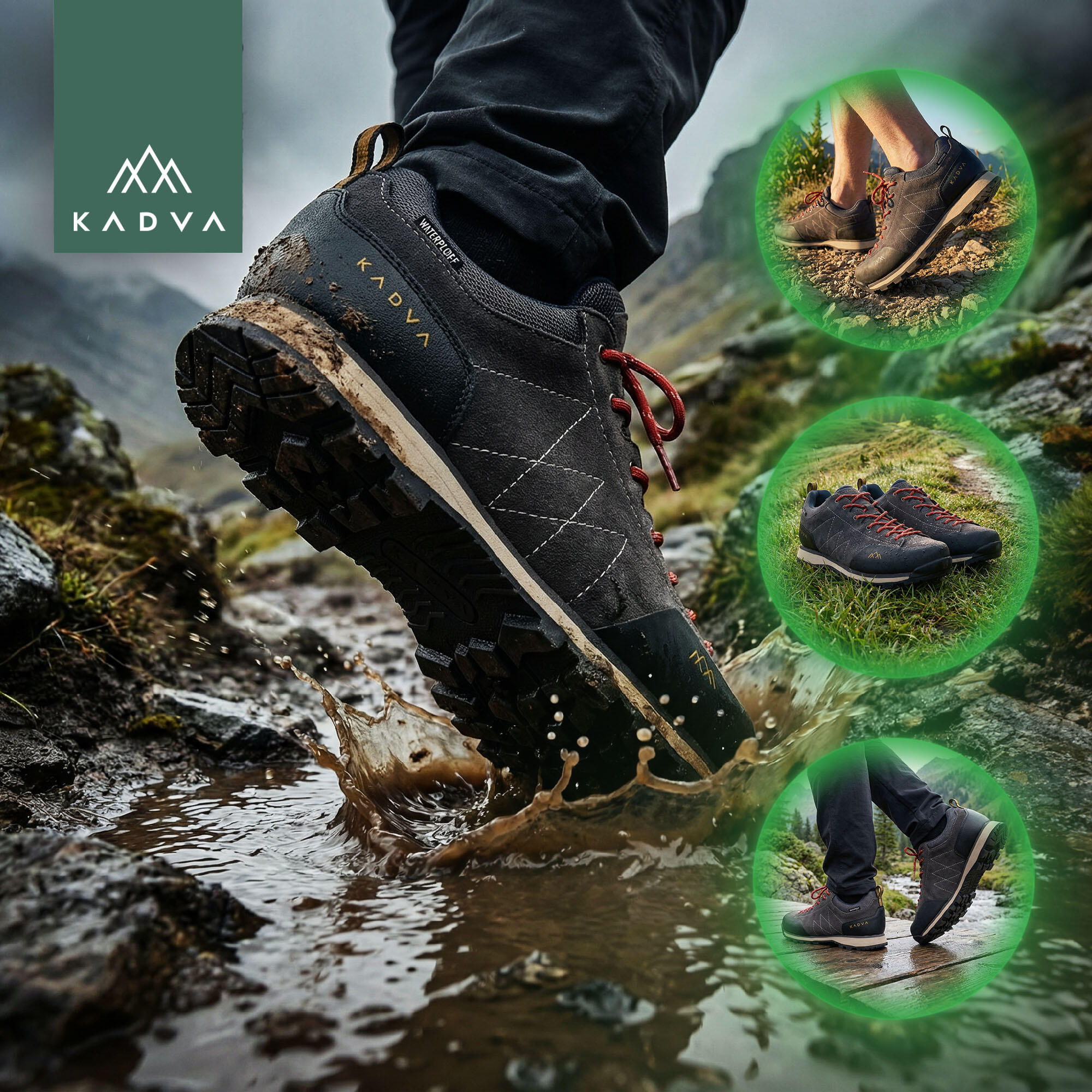 Botas de trekking masculinas KADVA Stride Low à prova d'água 5/6