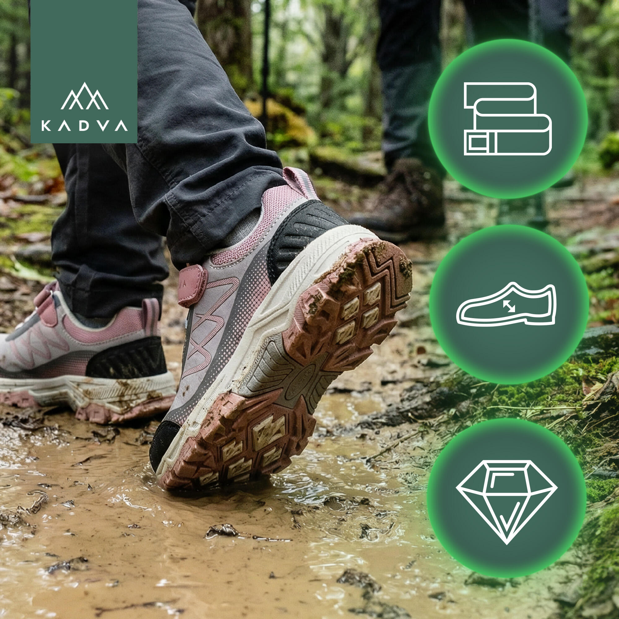 Calçados de trekking infantis Kadva Rocky Trail Low à prova d'água Softshell 4/6