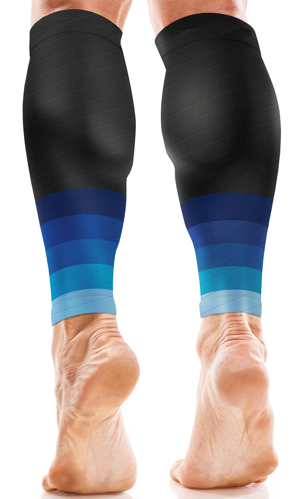 AZENGEAR Manicotti compressione polpaccio shin splints (Nero Navy L-XL)