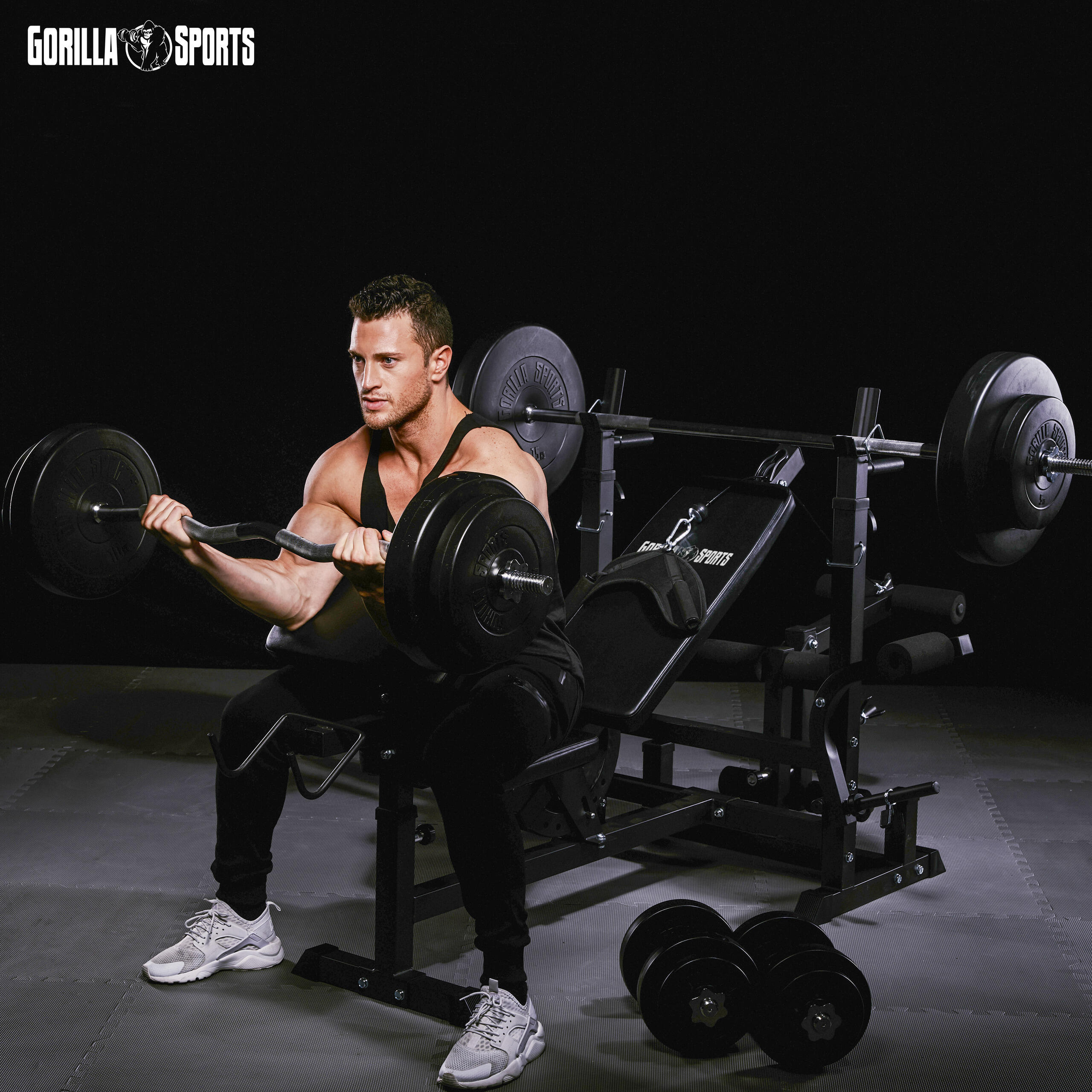 BANC UNIVERSEL AVEC SUPPORTS D'HALTÈRES | MUSCULATION | COLORIS NOIR OU BLANC 3/7