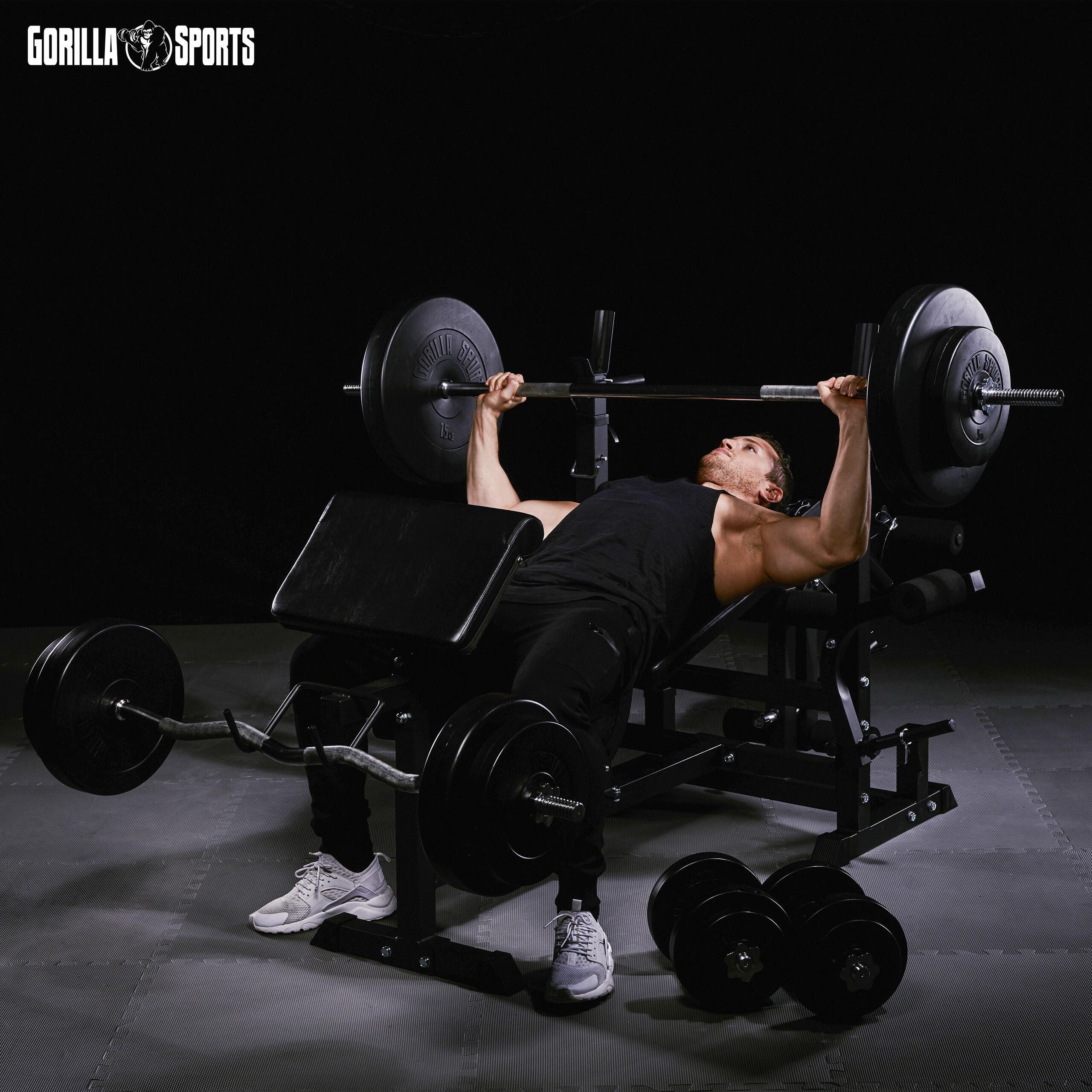 BANC UNIVERSEL AVEC SUPPORTS D'HALTÈRES | MUSCULATION | COLORIS NOIR OU BLANC 4/7