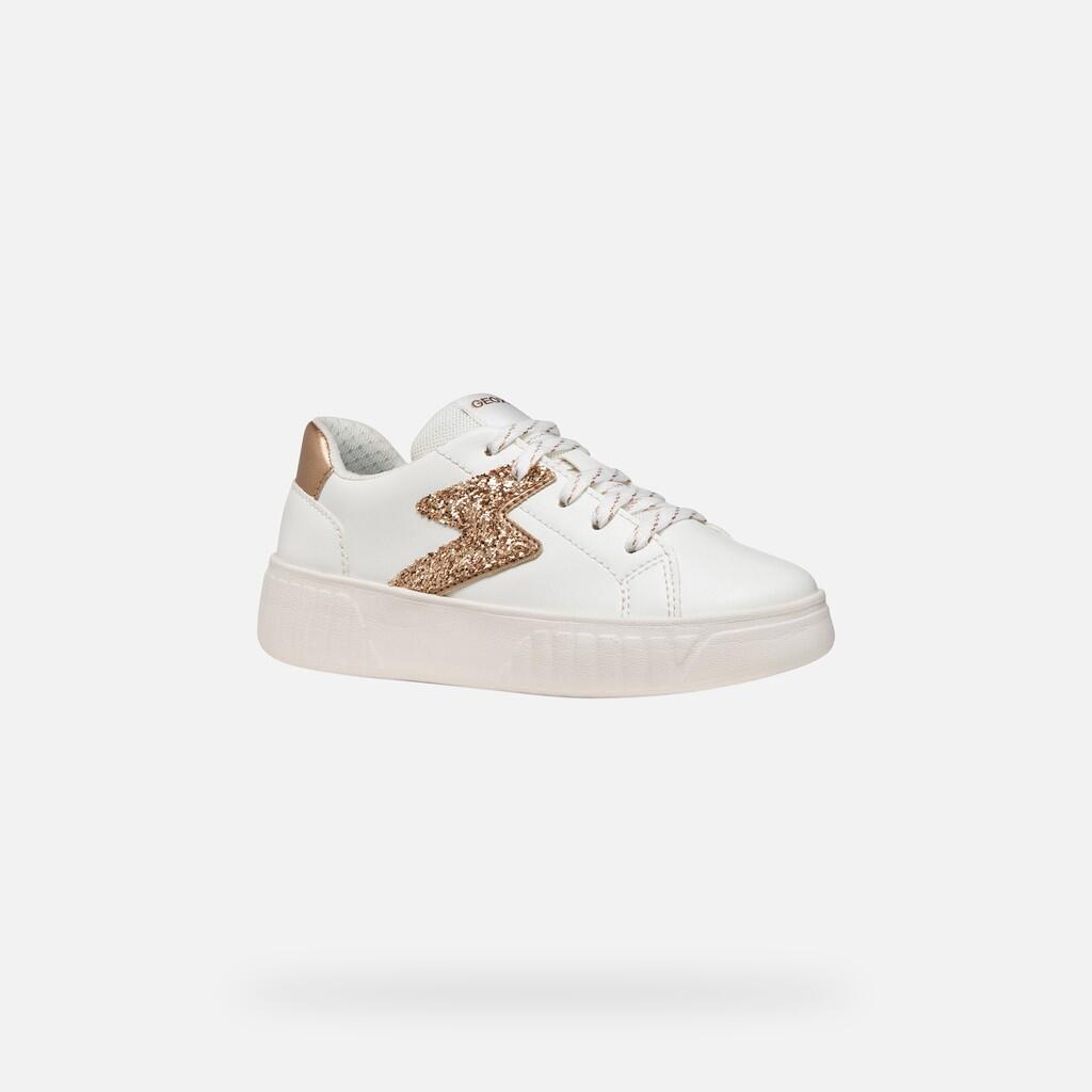 Baskets Fille J MIKIROSHI GIRL Blanc/Or Rose 4/7