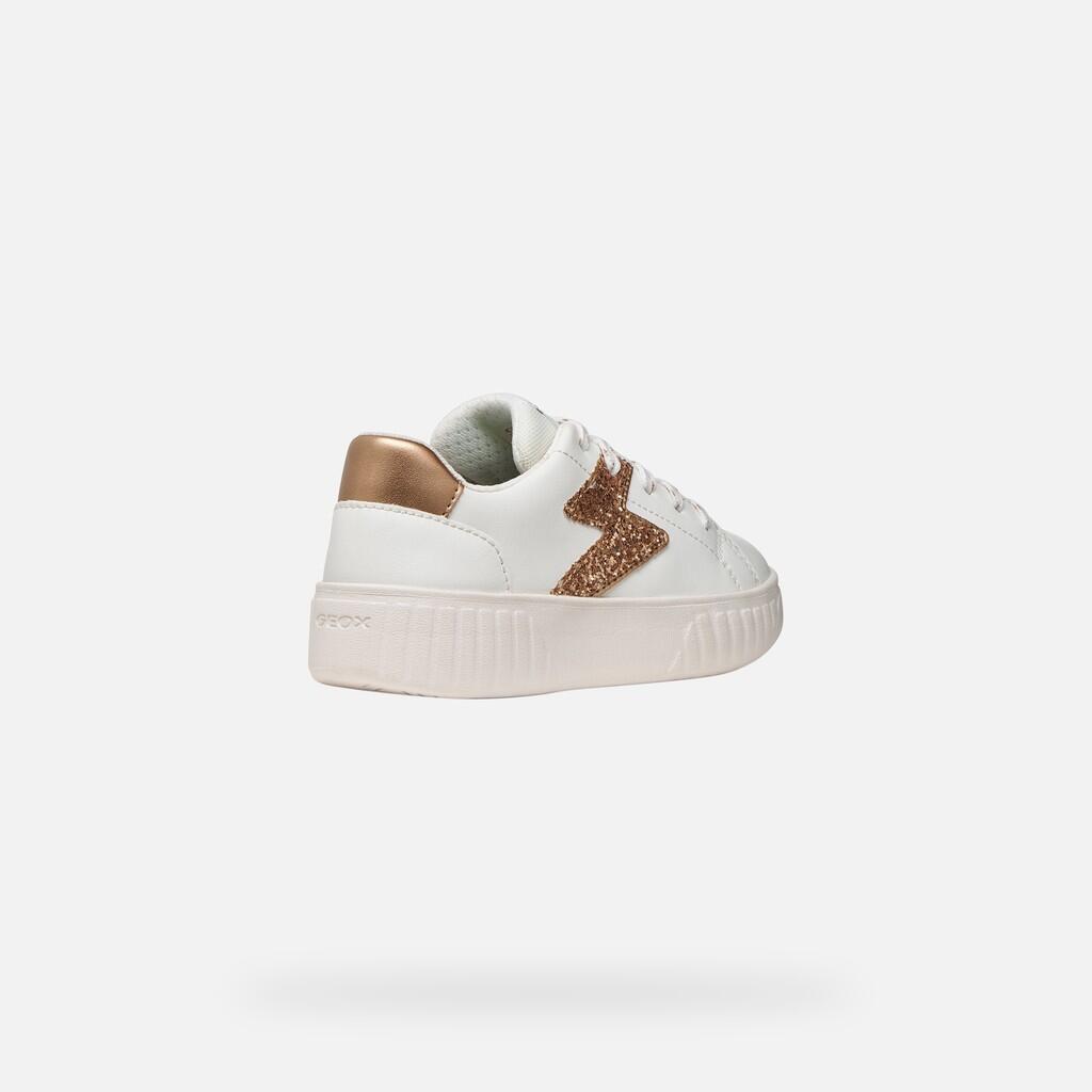 Baskets Fille J MIKIROSHI GIRL Blanc/Or Rose 6/7