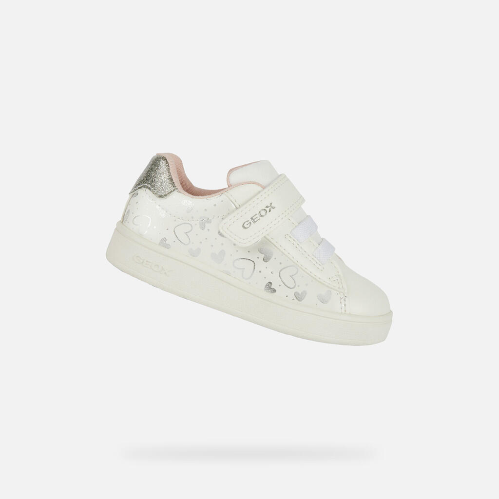 Geox - Baskets Bébé Fille B Eclyper Girl Blanc/argent - Chaussures De Sport - Blanc|gris - 21 - Decathlon