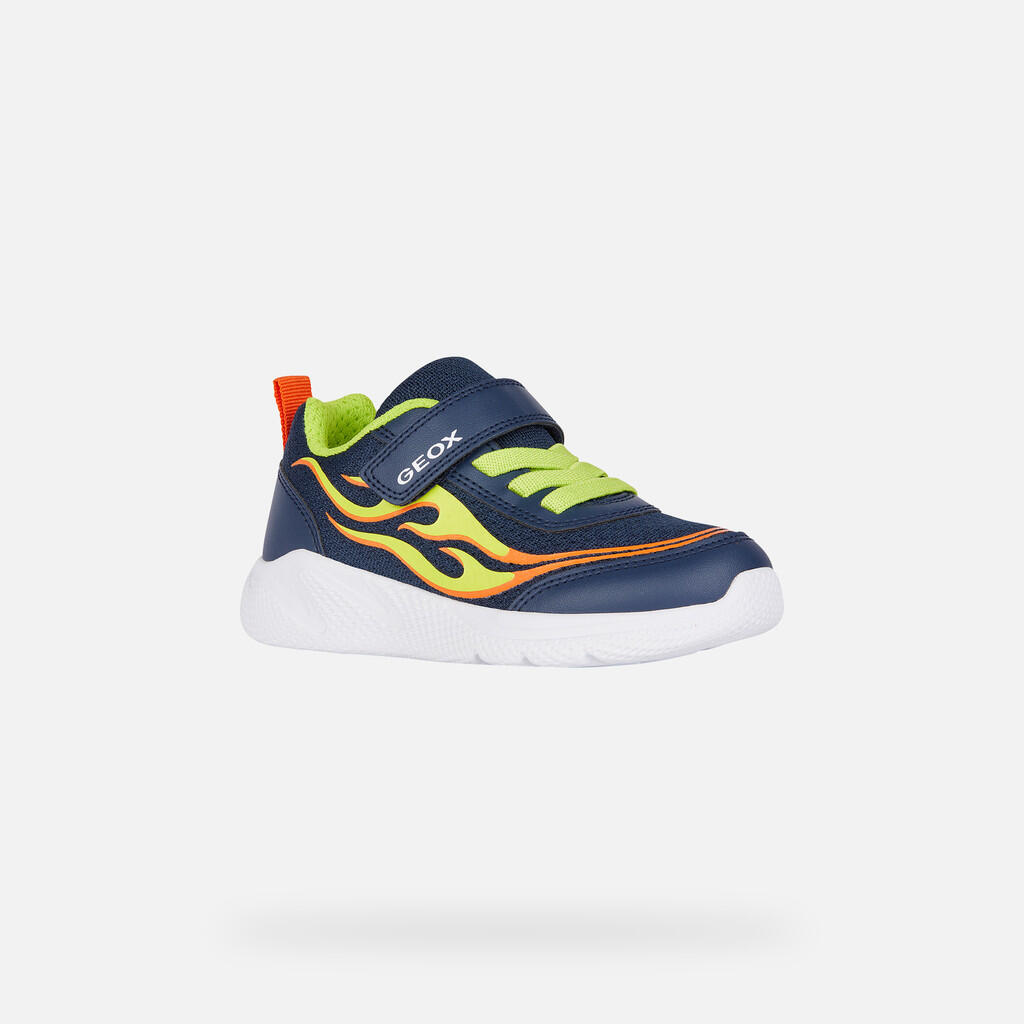 Baskets Garçon J SPRINTYE BOY Bleu Marine/Citron Vert 3/7