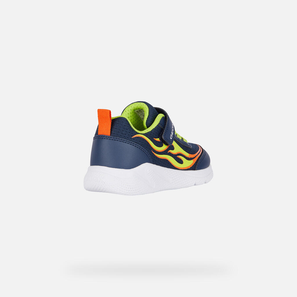 Baskets Garçon J SPRINTYE BOY Bleu Marine/Citron Vert 5/7