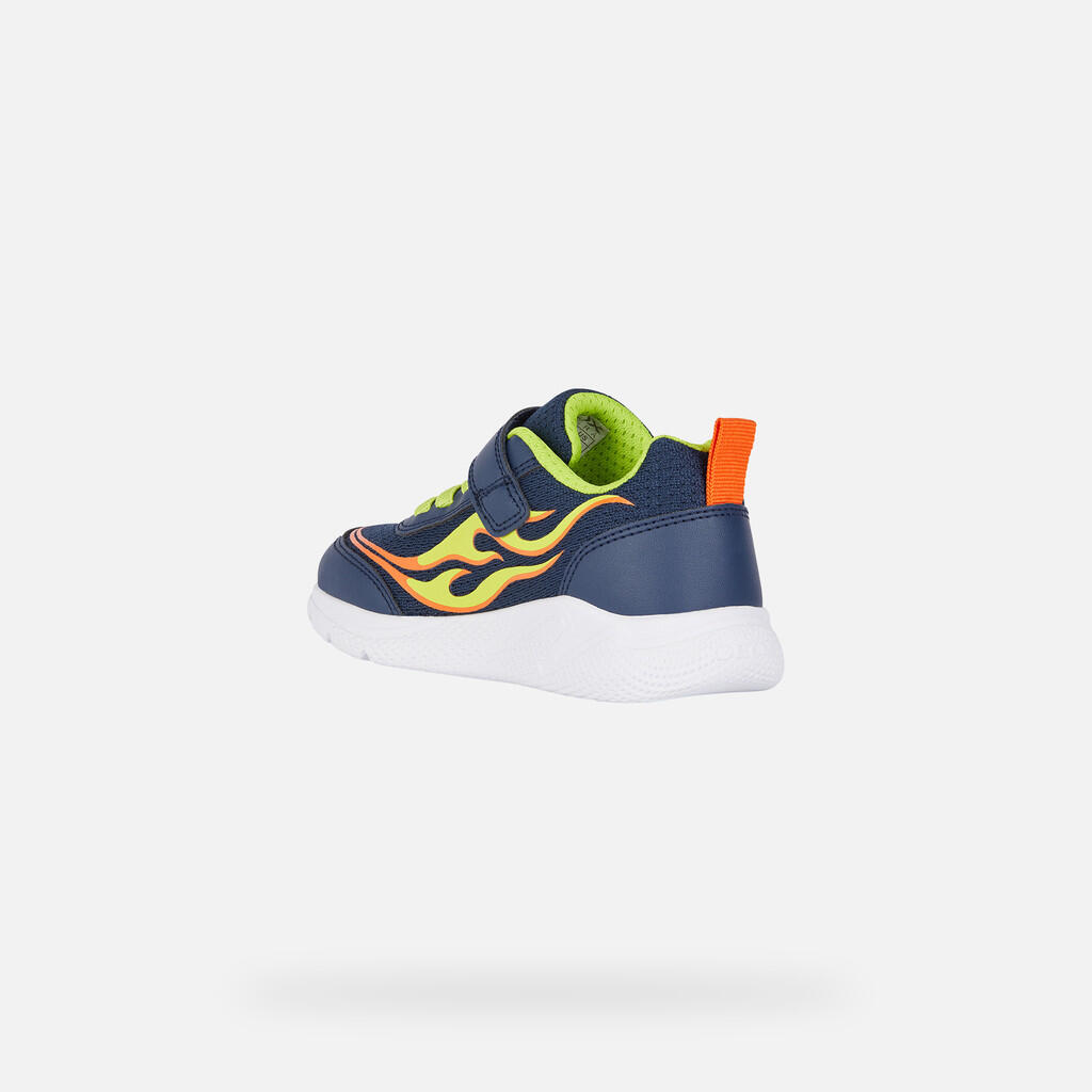 Baskets Garçon J SPRINTYE BOY Bleu Marine/Citron Vert 4/7