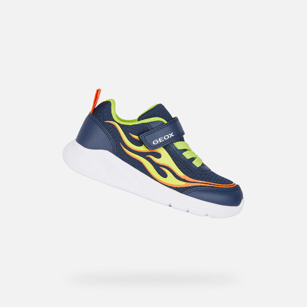 Baskets Garçon J SPRINTYE BOY Bleu Marine/Citron Vert 1/7