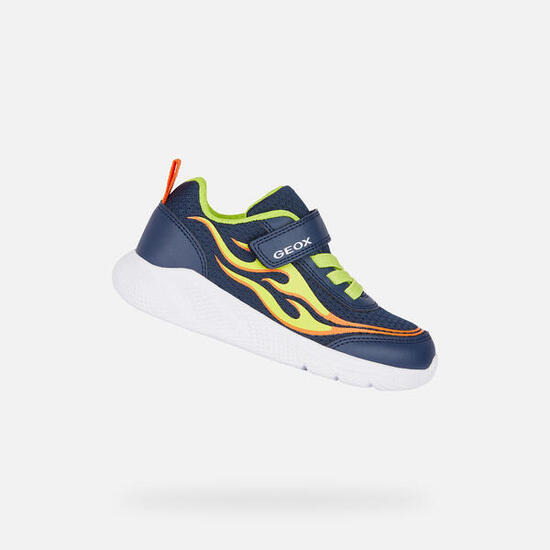 Baskets Garçon J SPRINTYE BOY Bleu Marine/Citron Vert