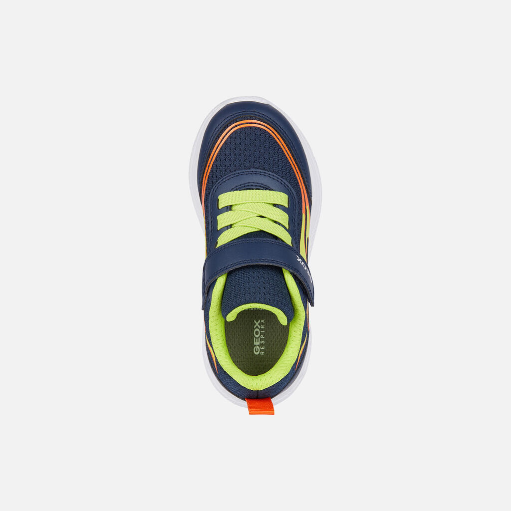 Baskets Garçon J SPRINTYE BOY Bleu Marine/Citron Vert 6/7