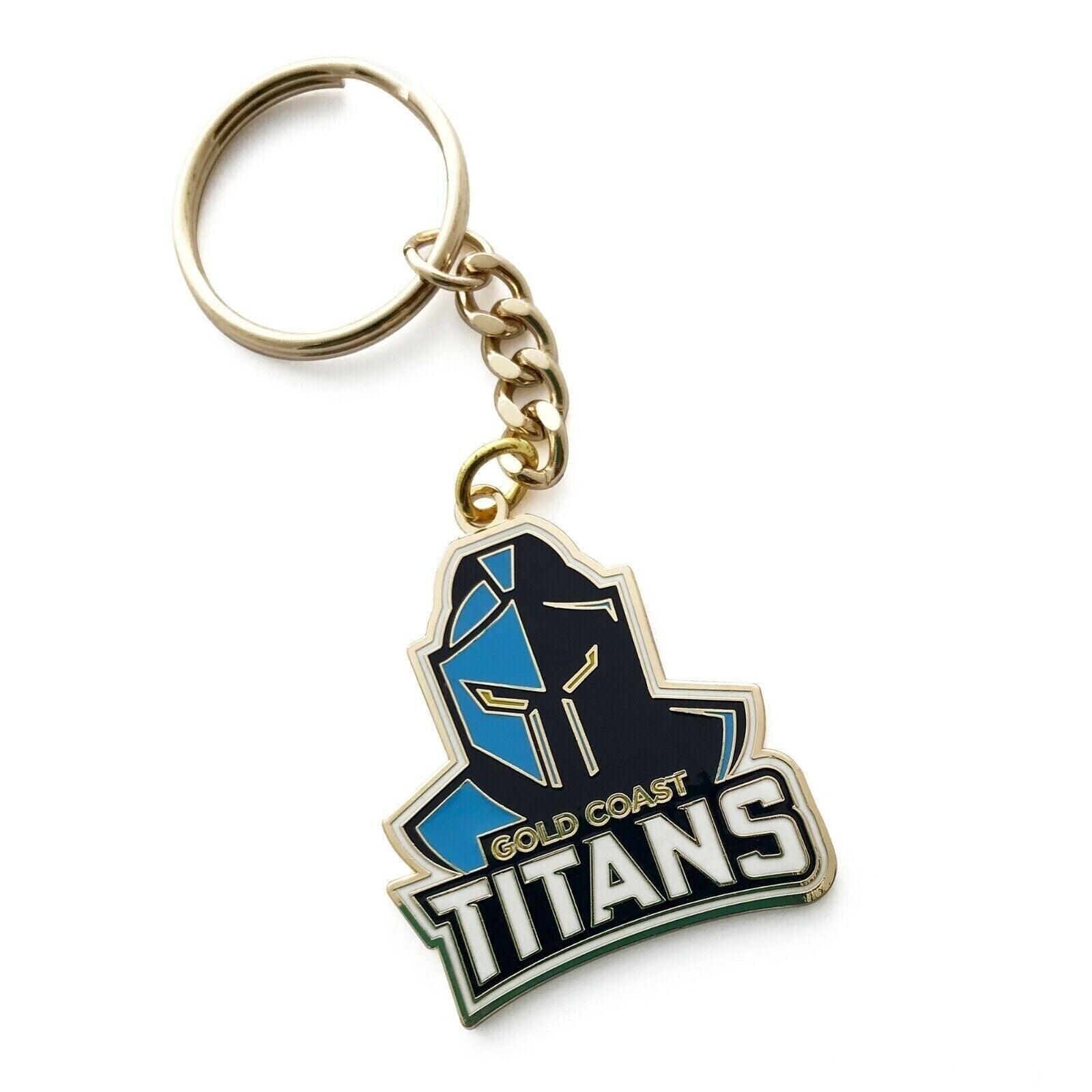 NRL Logo Metal Key Ring - Gold Coast Titans - Keyring - Rugby League - TROFE