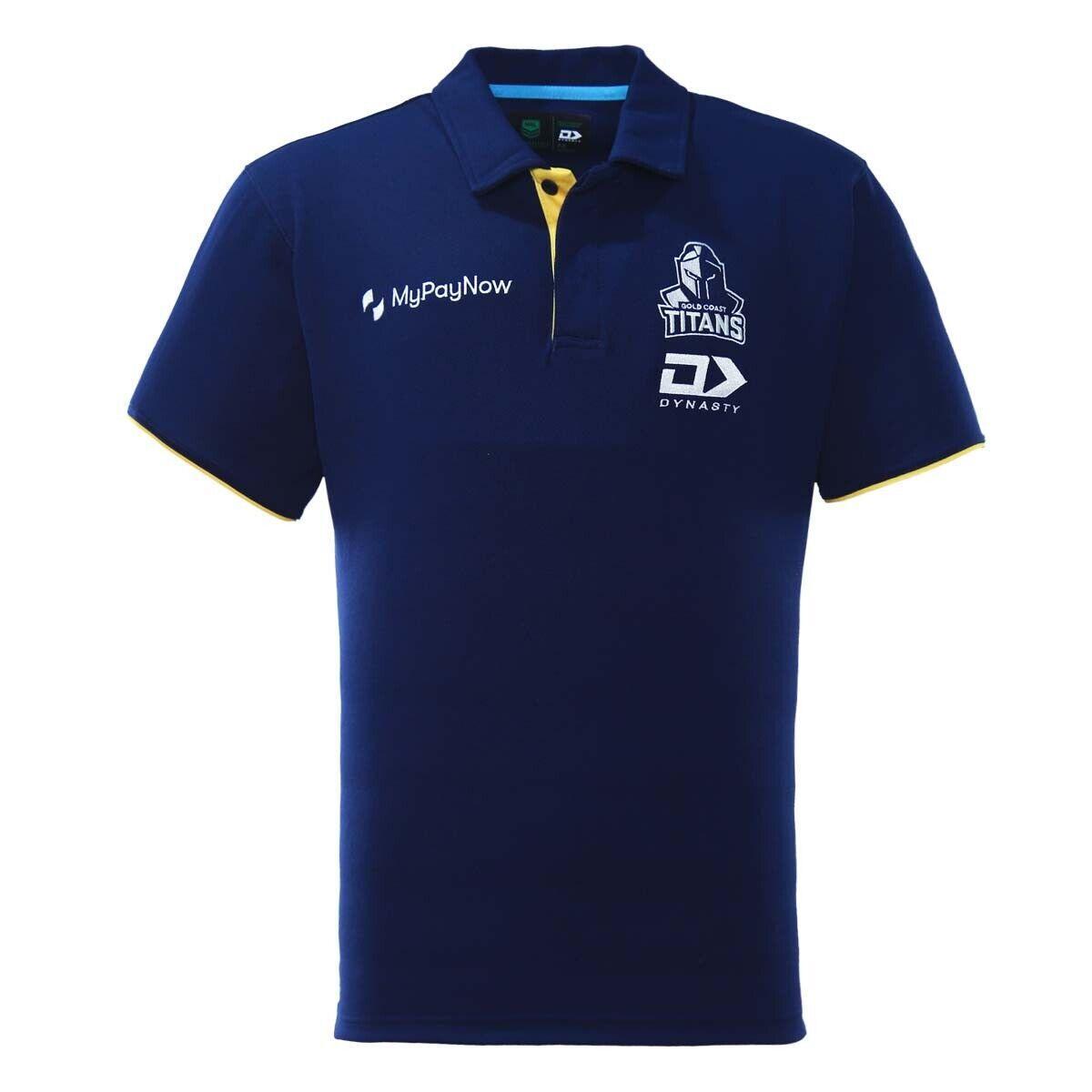 NRL 2023 Media Polo Shirt - Gold Coast Titans - Adult - NAVY - DYNASTY