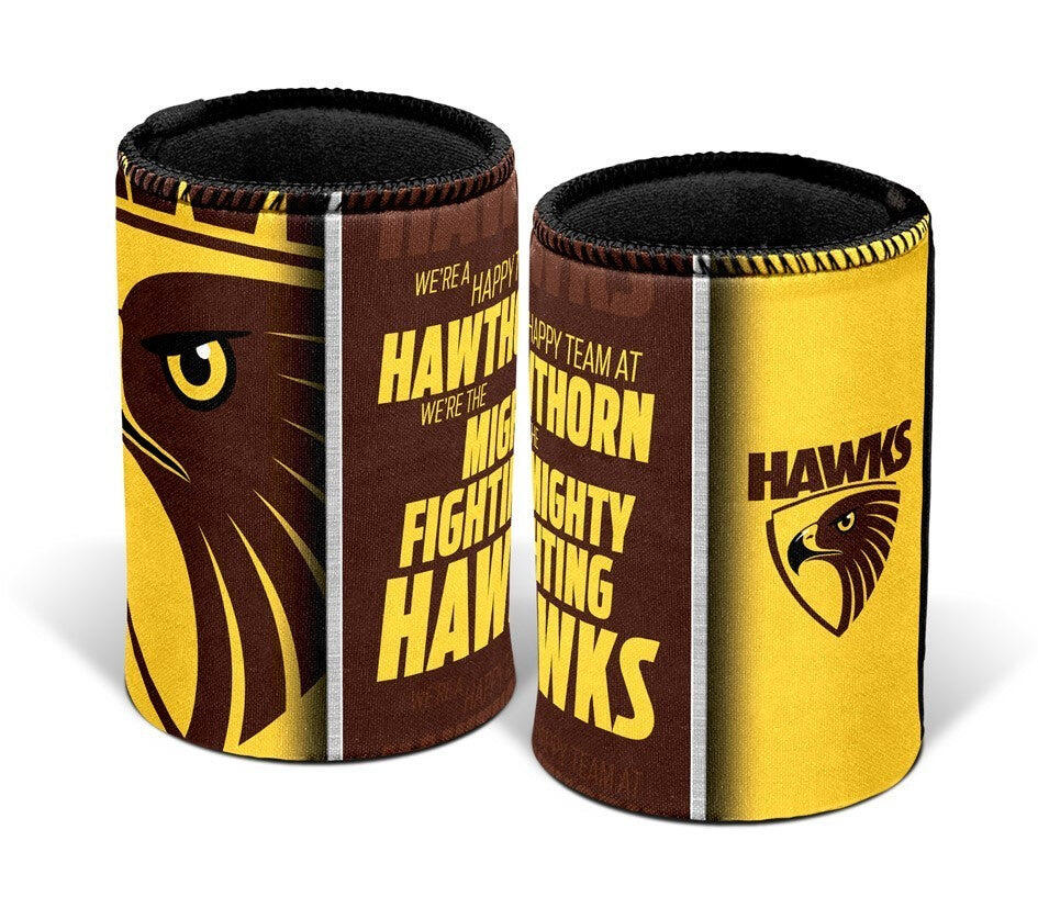 AFL Drink Stubby Cooler - Team Song - Hawthorn Hawks - Can Cooler