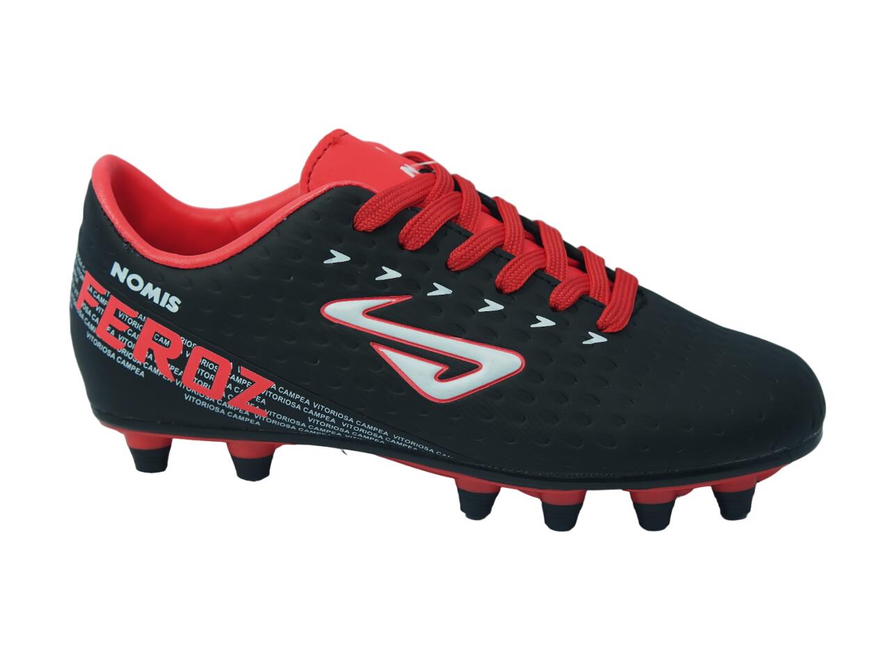 NOMIS Feroz FG Football Boots - Black/Red/White - Youth - Kids - Shoe
