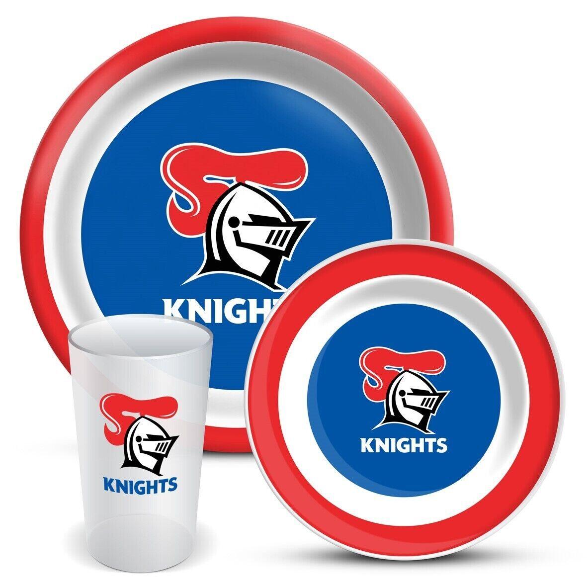 NRL 3 Piece Dinner Set - Newcastle Knights - Melamine Plate, Bowl, Cup