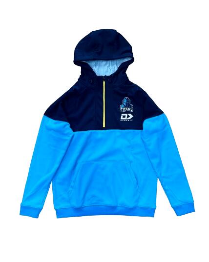 NRL 2024 1/4 Zip Hoodie - Gold Coast Titans - Blue - Jumper - Adult - Mens
