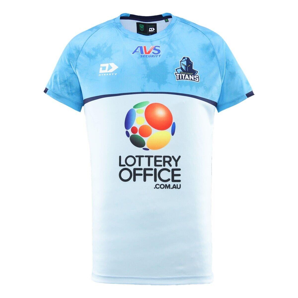 NRL 2025 Alt Training Tee Shirt - Gold Coast Titans - Light Blue - Adult - Mens