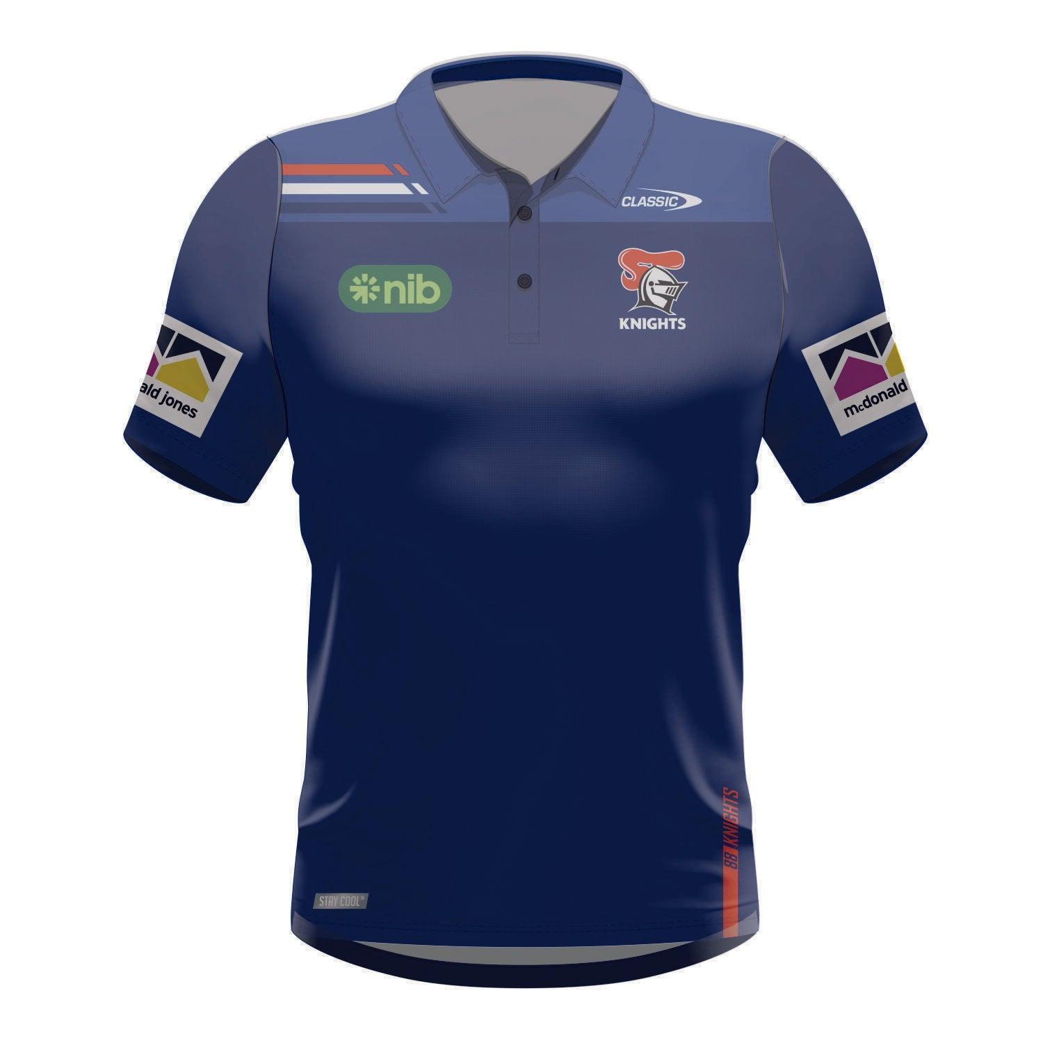NRL 2024 Media Polo - Newcastle Knights - Navy - Adult